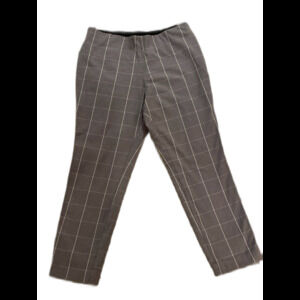 A New Day Pants Size 14 Cropped Black & White Striped Side Zipper Elastic Waist